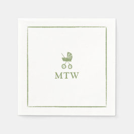Stroller Monogram Napkins Baby Shower Serviette