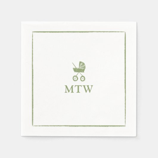 Stroller Monogram Napkins Baby Shower Serviette (Vorderseite)