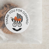 Stroller Orange Bow Bat Halloween Babydusche Runder Aufkleber