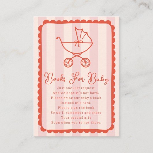 Stroller Scalloped Pink Baby Shower Books For Baby Begleitkarte (Vorderseite)
