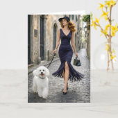 Strolling Italy, Poodle Blank Card Karte (Gelbe Blume)