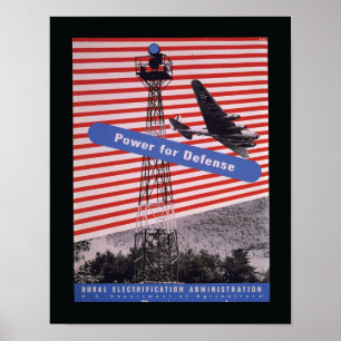 „Strom für die Verteidigung“ Vintage-WPA-Druck 11x Poster
