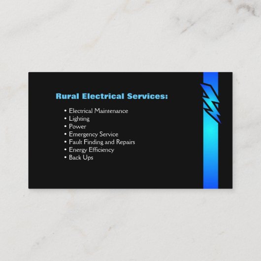 Strom, ländliche Hauselektriker Visitenkarte (Rückseite)