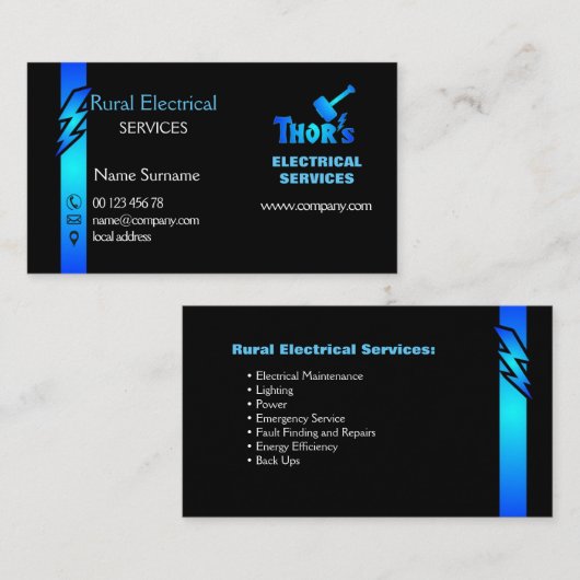 Strom, ländliche Hauselektriker Visitenkarte (Vorne/Hinten)
