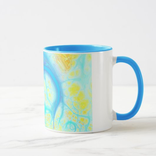 Ströme der Freude - kosmisches Aqua u. Zitrone Tasse (Rechts)