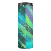 Strömende Farbwogen im Neonlicht Thermosbecher (Rückseite)