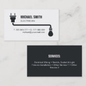 Stromkarte für Stecker und Leuchtmittel Visitenkarte (Vorne/Hinten)