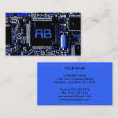 Stromkreis-Blau 2' Monogramm-Visitenkarteblau Visitenkarte (Vorne/Hinten)