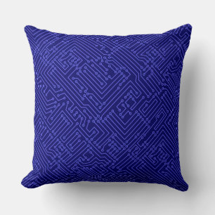 Stromkreis - Electric Blue on Deep Navy Kissen