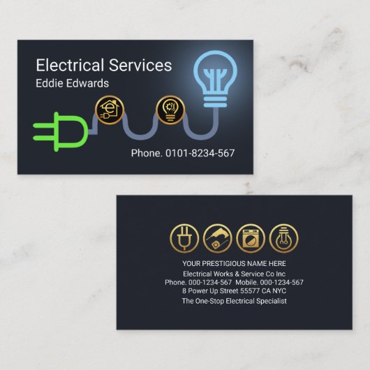 Stromkreis für den Power Visitenkarte (Vorne/Hinten)