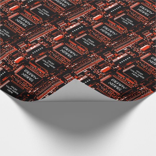 Stromkreis-rotes "fröhliches Weihnachten von…" Geschenkpapier (Ecke)