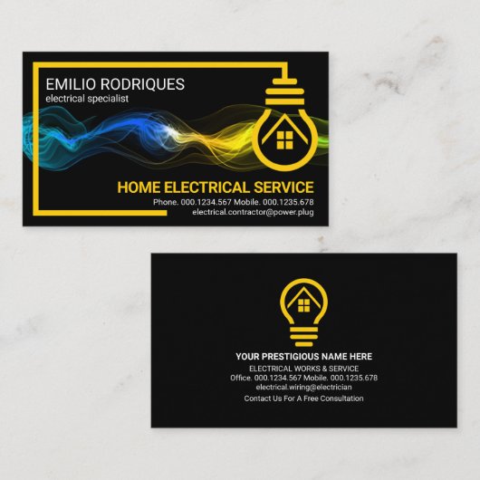 Stromkreisleuchte Visitenkarte (Vorne/Hinten)