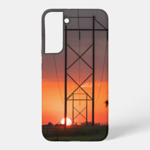 Stromleitungen Sonnenuntergang Silhouette Samsung Galaxy Hülle