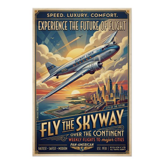 Stromlinien-Flugzeug Poster (Vorderseite)