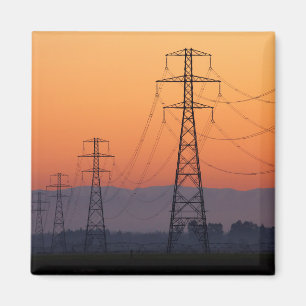 Strommasten bei Sonnenuntergang Magnet