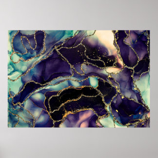 Strömungen von durchsichtigen Farbtönen, schlängel Poster