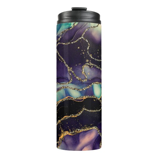 Strömungen von durchsichtigen Farbtönen, schlängel Thermosbecher (Vorderseite)