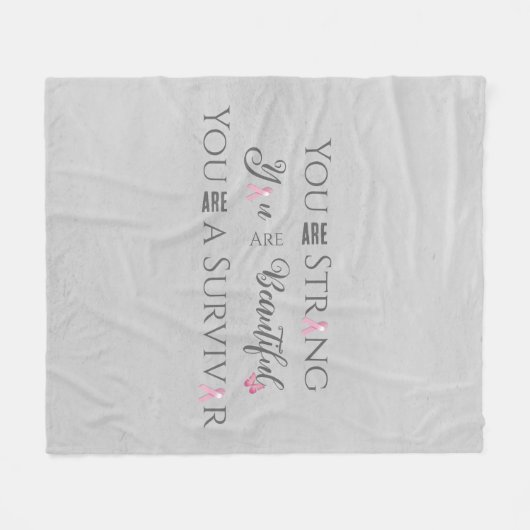 Strong and Beautiful | Brustkrebserkrankung Fleecedecke (Vorderseite (Horizontal))