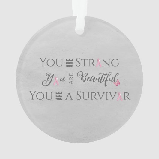 Strong and Beautiful | Brustkrebserkrankung Ornament (Rückseite)