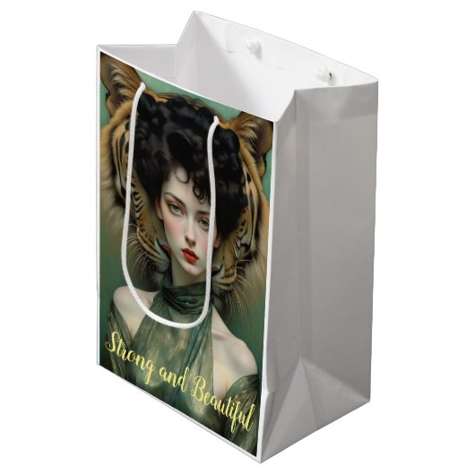 Strong and Beautiful Mittlere Geschenktüte (Vorderseite Schrägansicht)