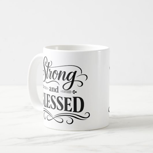 Strong and Blessed Inspirational Coffee Mug Kaffeetasse (Vorderseite Links)