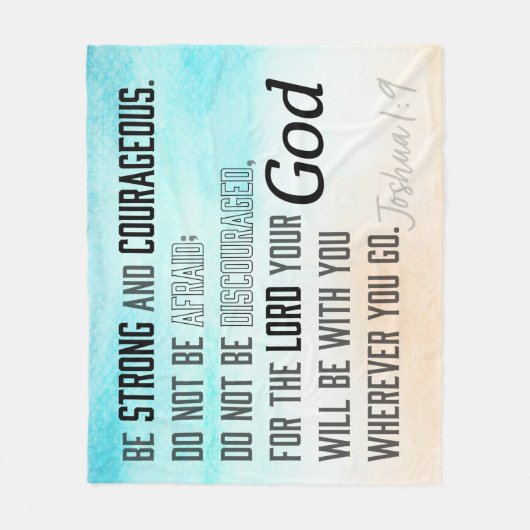 Strong and Courageous Joshua 1:9 Bible Fleecedecke (Vorderseite)
