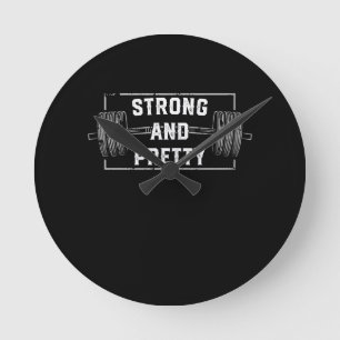 Strong And Pretty Funny Gym Quotes Tank Top Runde Wanduhr