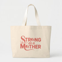 Strong as Mother Pink - Feminist Quote Öko Bag