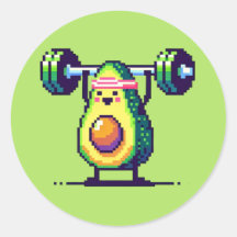 Strong Avocado - Funny Pixel Art Weightlift