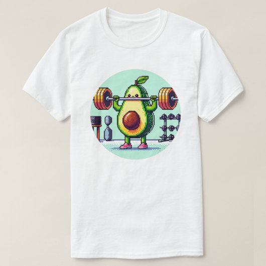 Strong Avocado - Funny Pixel Art Weightlift T-Shirt (Design vorne)