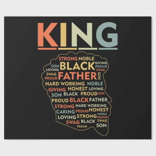 Strong Black King African American Natural Afro Geschenkpapier (Flach)