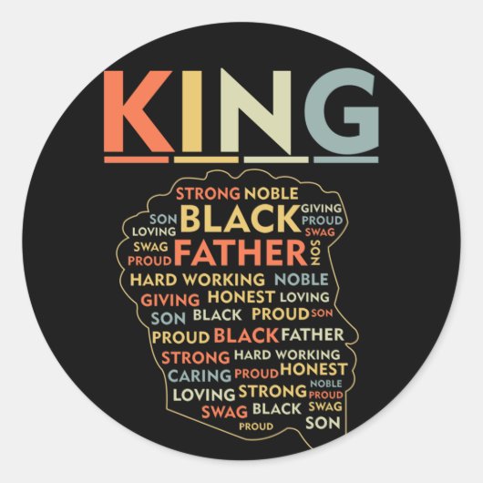 Strong Black King African American Natural Afro Runder Aufkleber (Vorderseite)