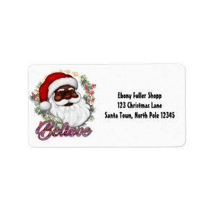 Strong Black Santa Melanin Chrismas Claus Men Adressaufkleber