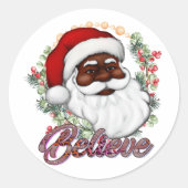 Strong Black Santa Melanin Chrismas Claus Men Runder Aufkleber (Vorderseite)