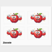 Strong Cartoon Apple Flexing Muscles Sticker (Blatt)