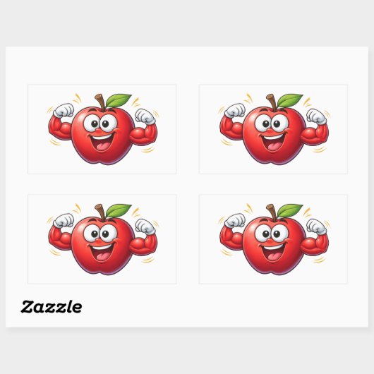 Strong Cartoon Apple Flexing Muscles Sticker (Blatt)