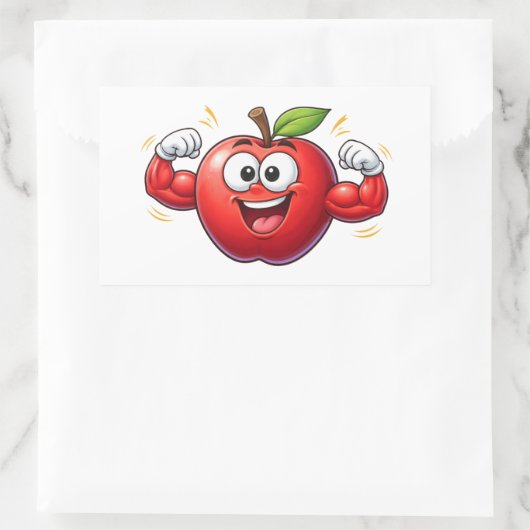 Strong Cartoon Apple Flexing Muscles Sticker (Tasche)