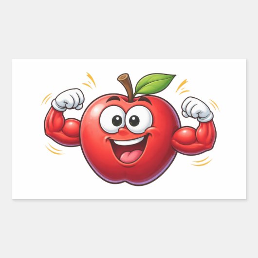 Strong Cartoon Apple Flexing Muscles Sticker (Vorderseite)