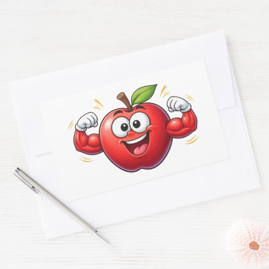Strong Cartoon Apple Flexing Muscles Sticker (Umschlag)