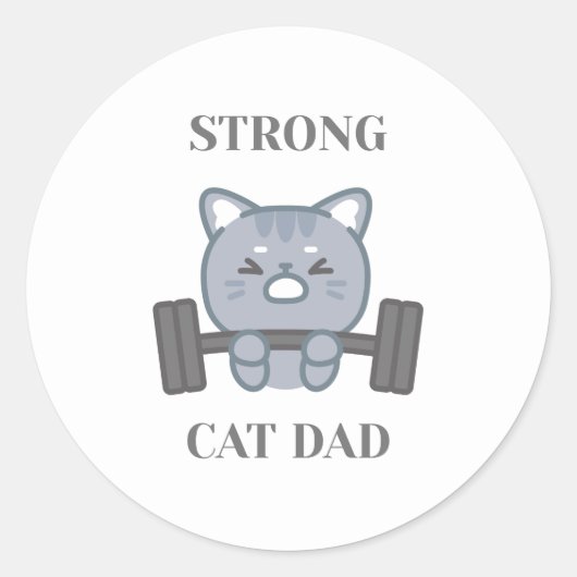 Strong Cat Dad Runder Aufkleber (Vorderseite)