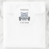 Strong Cat Dad Runder Aufkleber (Tasche)