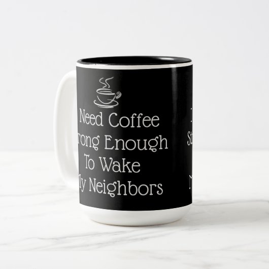 Strong Coffee Spaß Zweifarbige Tasse (Vorderseite Links)