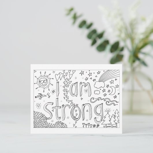 Strong - Coloring Book Postcard - Hand Drawing Postkarte (Stehend Vorderseite)