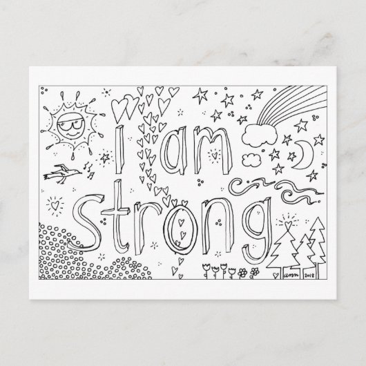 Strong - Coloring Book Postcard - Hand Drawing Postkarte (Vorderseite)