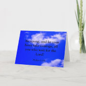 Strong Courage Bible Verse Blue Sky White Clouds Karte (Vorderseite)