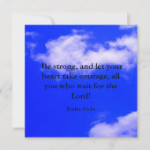 Strong Courage Bible Verse Blue Sky White Clouds Karte (Vorderseite)
