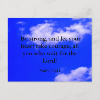 Strong Courage Bible Verse Blue Sky White Clouds