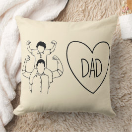 Strong Dad Shoulder Ride Heart Outline Kissen