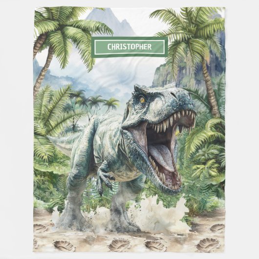 Strong Dinosaurier Blanket Individuelle Name Perso Fleecedecke (Vorderseite)