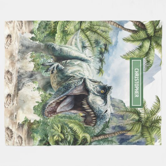 Strong Dinosaurier Blanket Individuelle Name Perso Fleecedecke (Vorderseite (Horizontal))